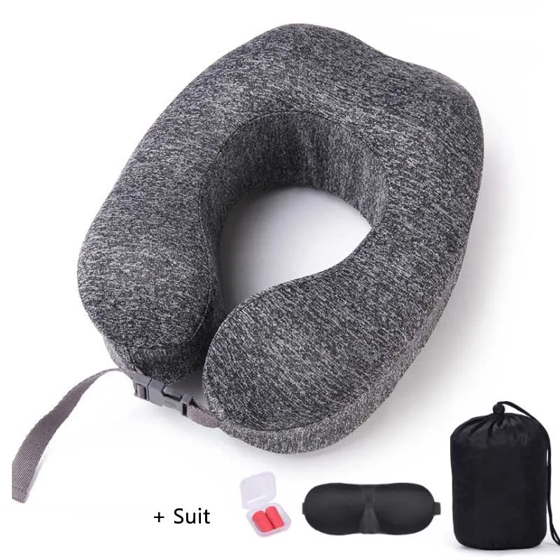 black suit U-образная подушка для поддержки шеи с эффектом памяти, подушка для путешествий, самолет, подголовник для сна, офисные подушки для отдыха - Цвет: black suit