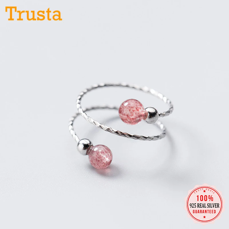 Женское многослойное кольцо из серебра 100% пробы с кристаллом в виде