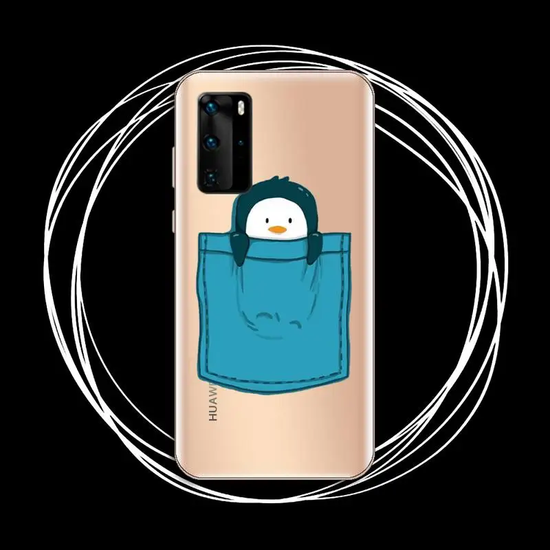 

Penguin cartoon Cute animal Phone Case Transparent for Huawei P honor 8 10i 20 30 40 smart 2019