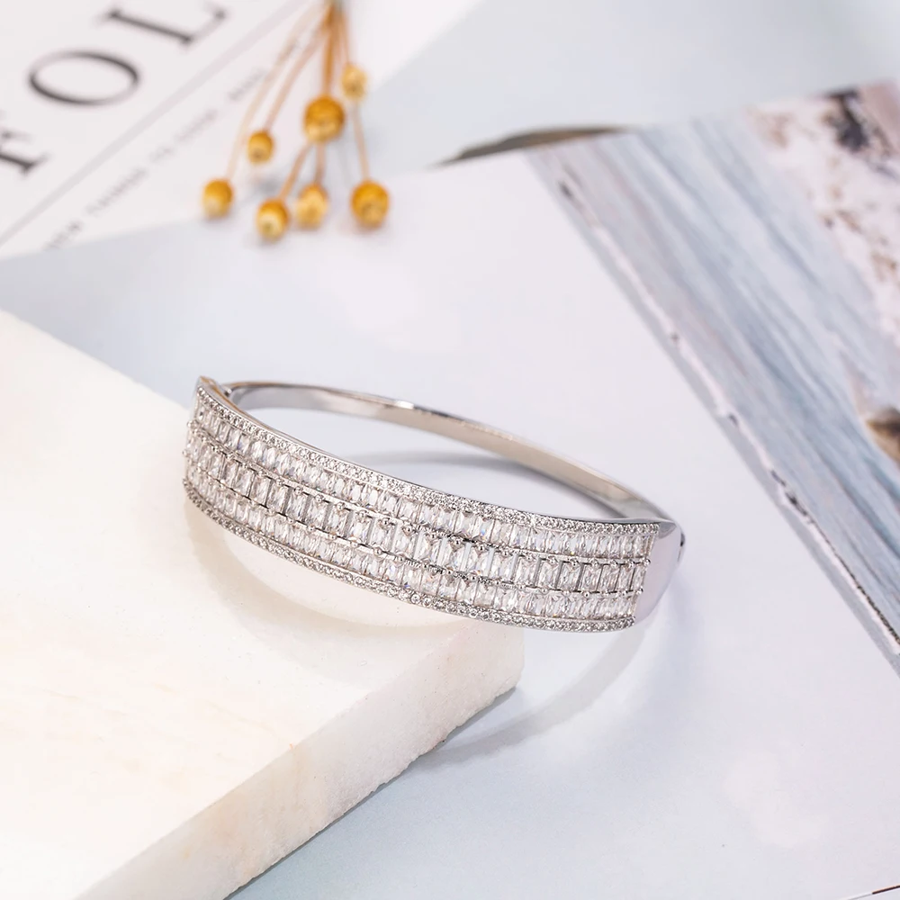 Роскошный браслет с квадратным камнем обручальный для женщин свадебные