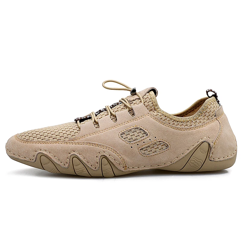 Летняя Новинка Дышащая мужская Замшевые мужские мокасины на плоской подошве из