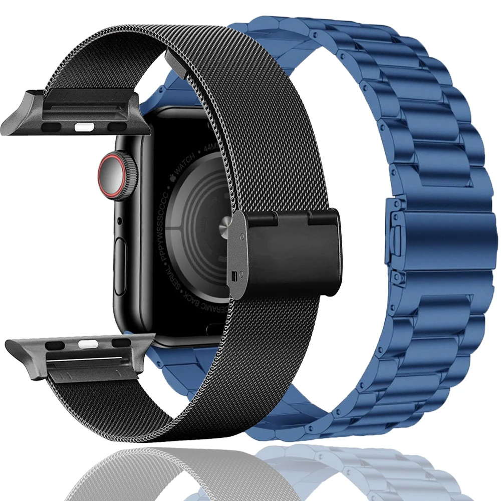 2 шт. для apple watch band 44 мм 40 серия 6 5 4 se ремешок из нержавеющей стали iwatch 3 полосы 42 38