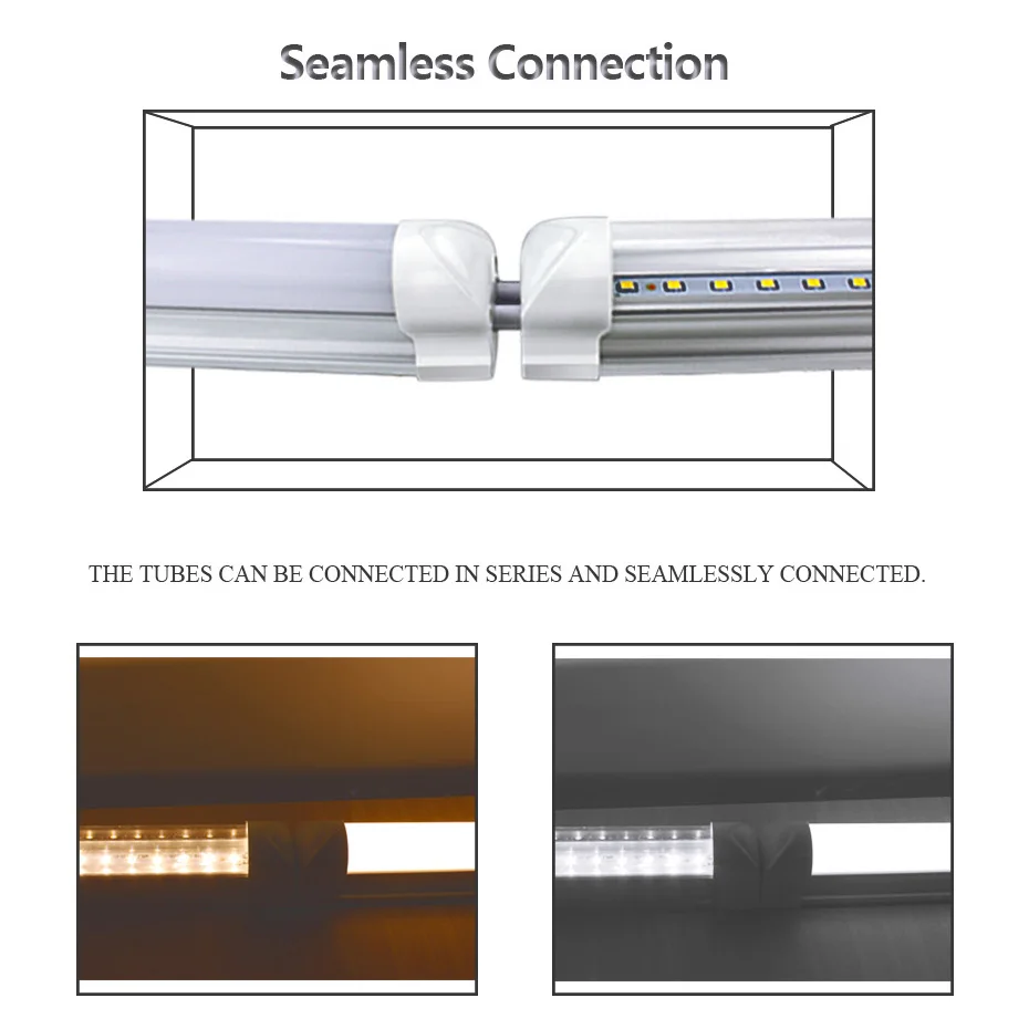 T8 Integrate LED Tube Milky/Clear Cover 48 leds 220V 10W 1000 Lumen Brightness Cold/Warm White 270° Beam Angle Light Bar | Лампы и