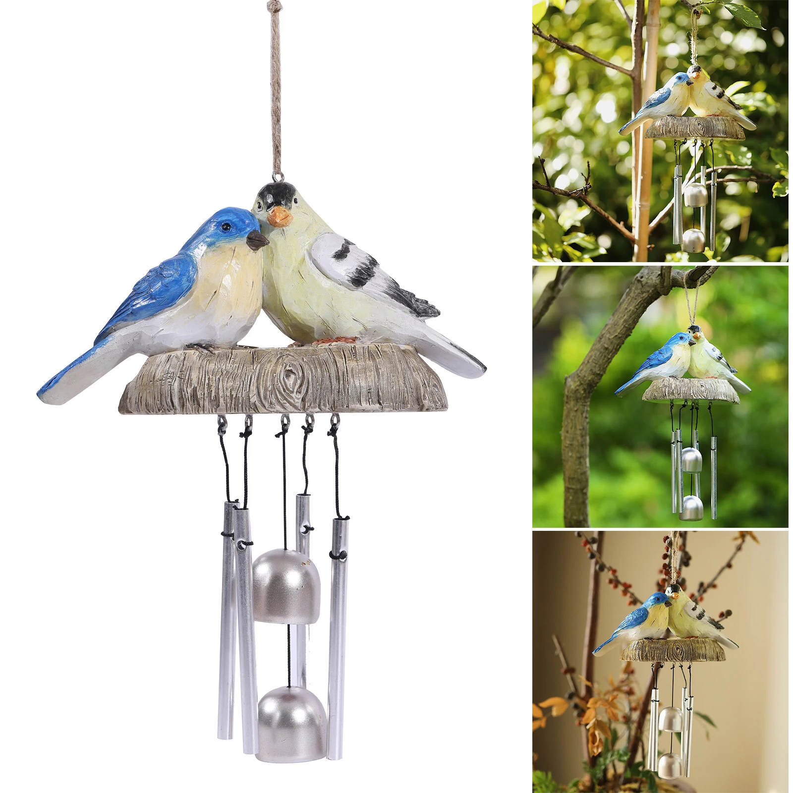 

Hot Outdoor Wind Chime Hand Painted Resin Bird Hanging Ornament for Home Garden Courtyard Decoration