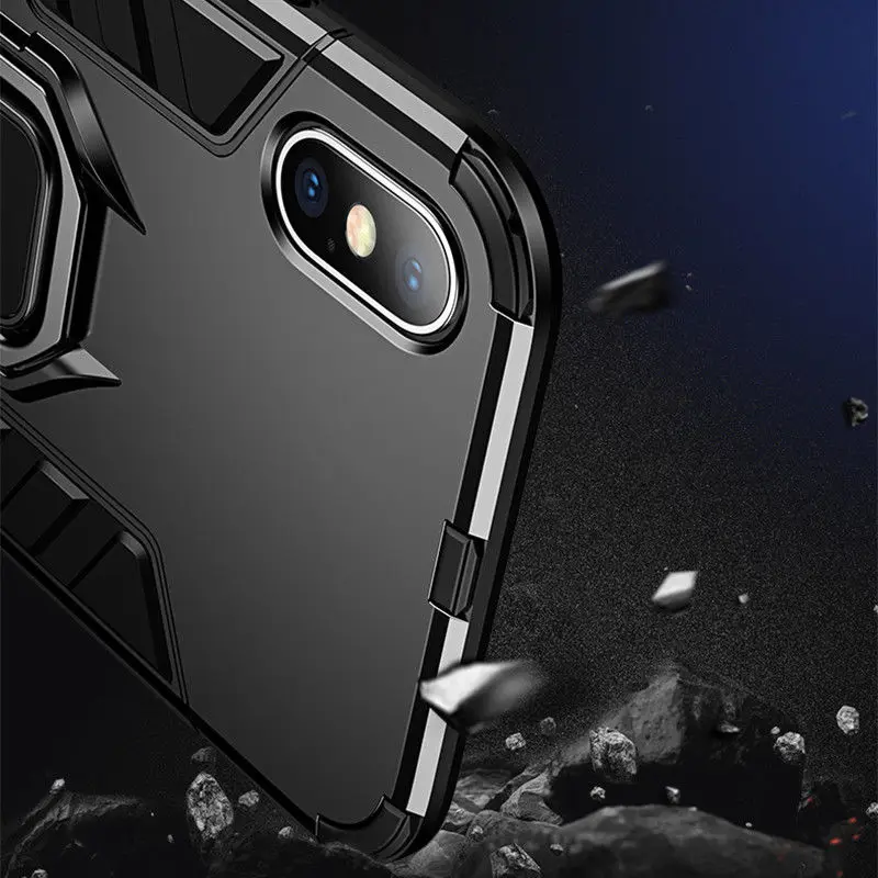 

4 In 1 Shockproof Case For iPhone 6 6S 7 8 Plus XS Case For iPhone X 5 5S Se XS Xs Max XR Magnetic Phone Finger Holders