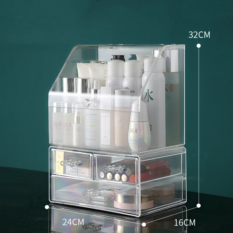 Ящик для хранения косметики органайзер макияжа настольный пыленепроницаемый