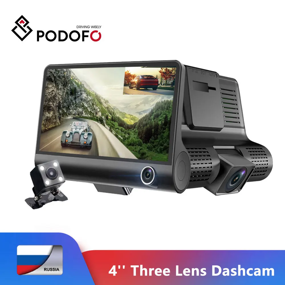 Автомобильный видеорегистратор Podofo 4 0 дюйма HD двойной объектив с камерой заднего