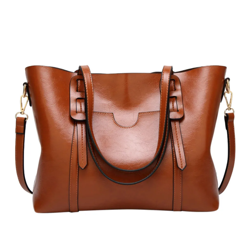 Мода 2019 Женская однотонная Большая вместительная кожаная сумка для путешествий