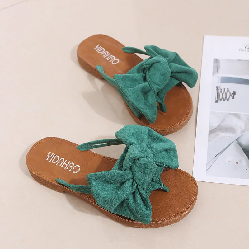 2019 новые летние сандалии и шлепанцы корейские пляжные женские с бантом |