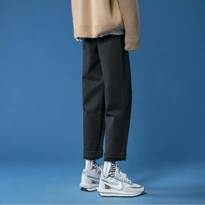 

2021 Brand clothing Fashion Men Women spring High quality Woolen cloth pants/Male slim fit Casual pants lovers Trousers S-2XL
