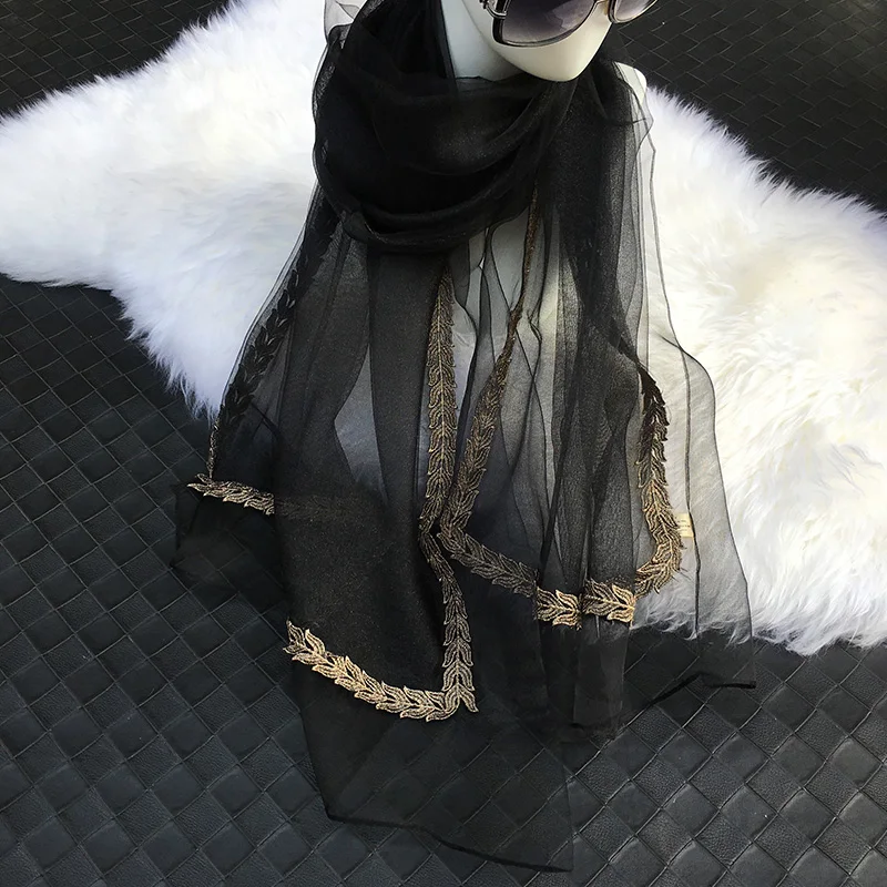 

Candy Colored Silk New Cotton Linen Scarf Solid Color Female Scarf Women Gift Scarf black