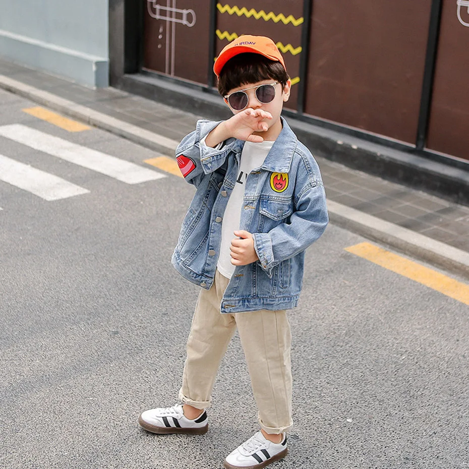 НОВЫЕ куртки для мальчиков джинсовая куртка с рисунком граффити Повседневная