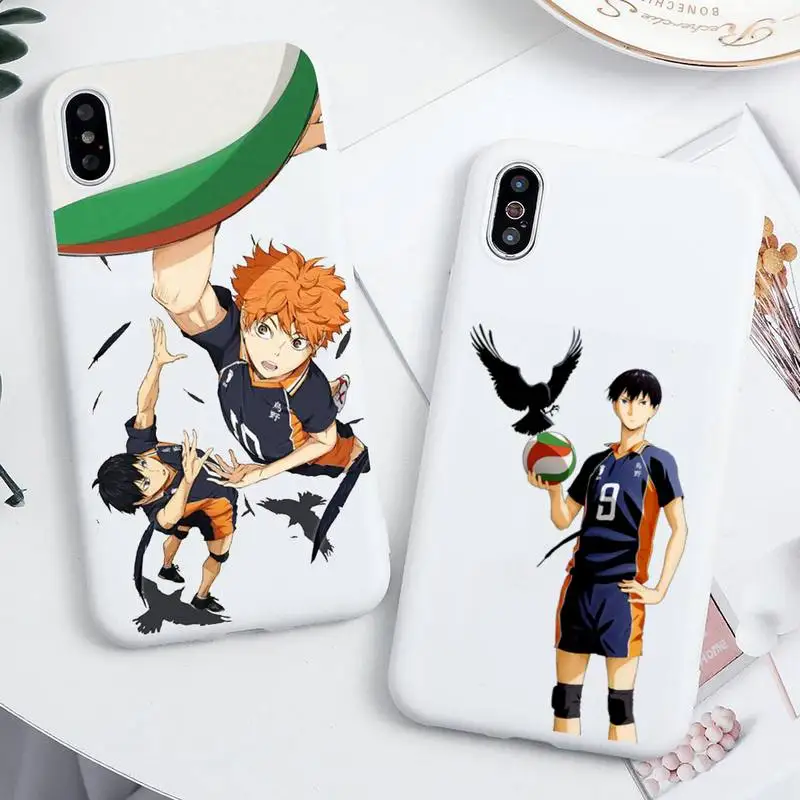 

Cute Japan Anime Oya Haikyuu Phone Case For iphone 13 12 11 Pro Max Mini XS 8 7 6 6S Plus SE 2020 XR Candy white Silicone cover