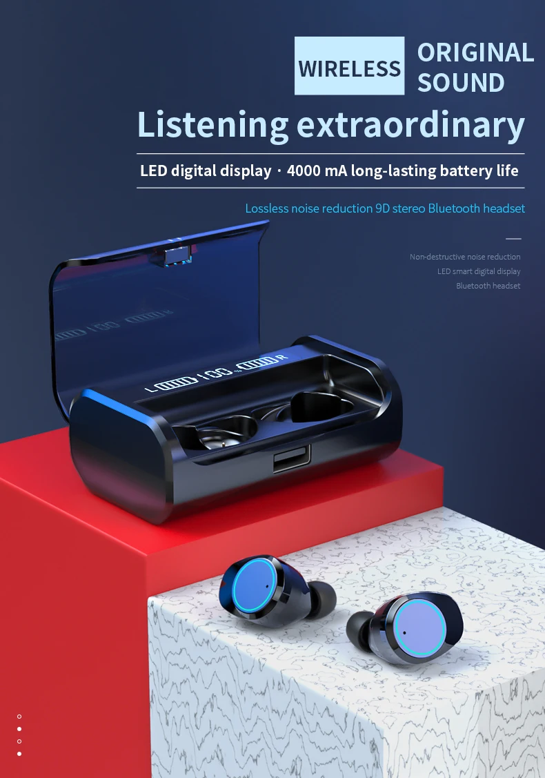 G06 Bluetooth наушники TWS стерео бизнес Bluetooth гарнитура беспроводной светодиодный дисплей с зарядным устройством 4000 мАч