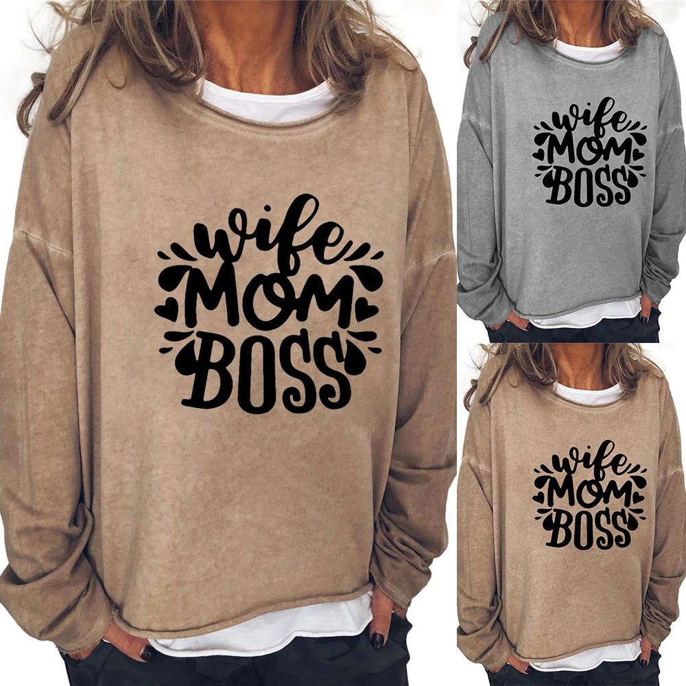 

Футболка женская с длинным рукавом, повседневный Мешковатый свитшот с принтом, пуловер, джемпер, топы с надписью, одежда