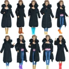 Черное зимнее пальто 2 шт.лот, длинное Хлопковое платье, юбка с аксессуарами для обуви, Одежда для куклы Барби, парка, наряды, куртка, детская игрушка