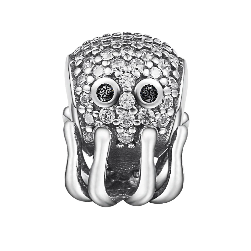 

Fits for CKK Charms Bracelets Tropical Octopus Beads with Clear CZ 100% 925 Sterling-Silver-Jewelry Free Shipping