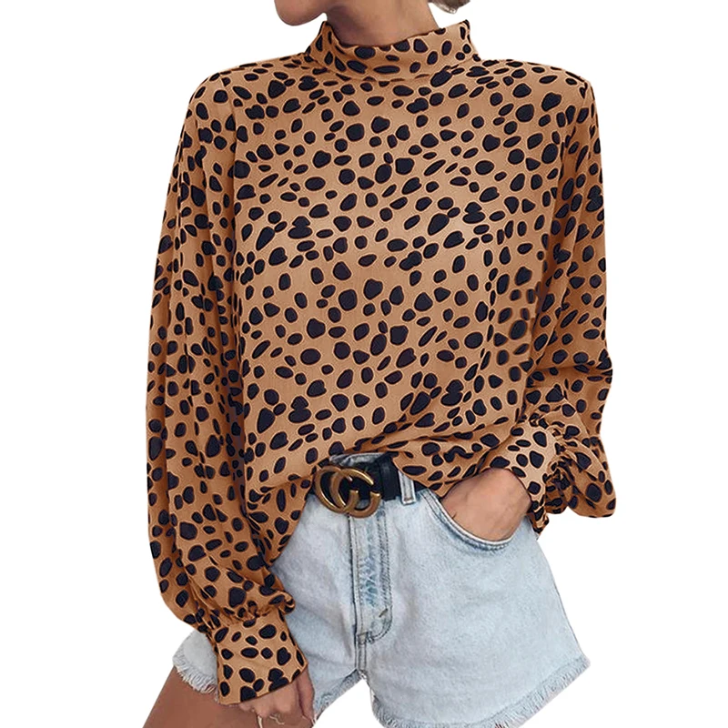 

Блузка женская с воротником-стойкой и длинным рукавом, на осень/весну