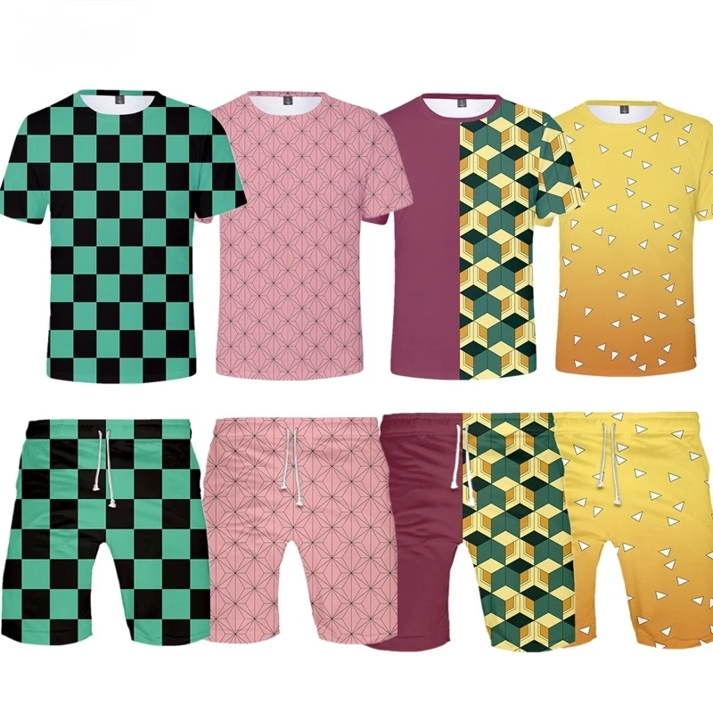 

Summer New Unisex Cosplay Shirt Shorts Kamado Nezuko Short Shirts 3D T Shirt For Girls Boys Kids