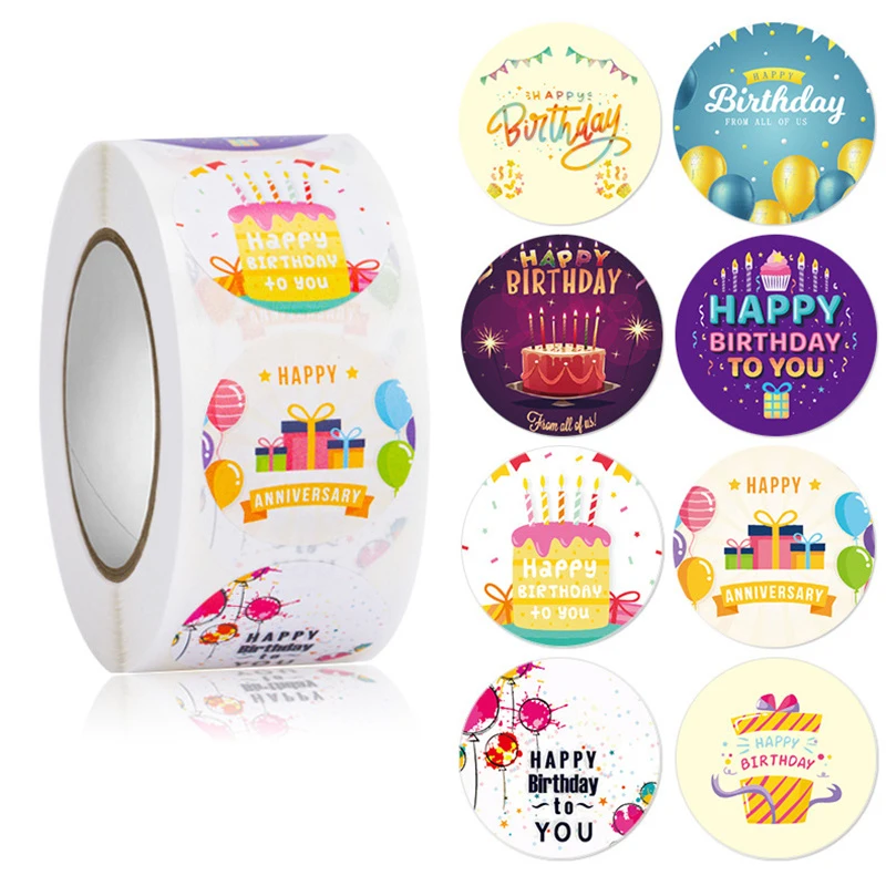 Фото - 500Pcs/Roll Cute Happy Birthday Stickers Birthday Gift Decoration Tag Sealing Label Kids Toys Gift Package Scrapbooking Stickers 500pcs roll 8 designs happy birthday stickers for party gift package sealing labels kids classic toys stationery scrapbook decor