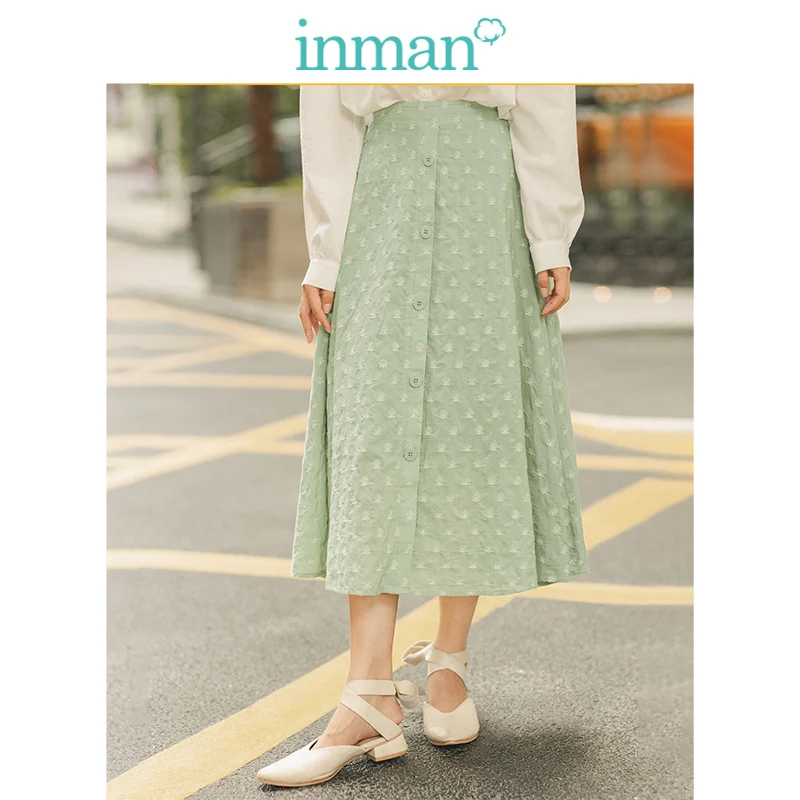 INMAN весна-осень 100% хлопок светильник зеленая вышивка для молодых девушек