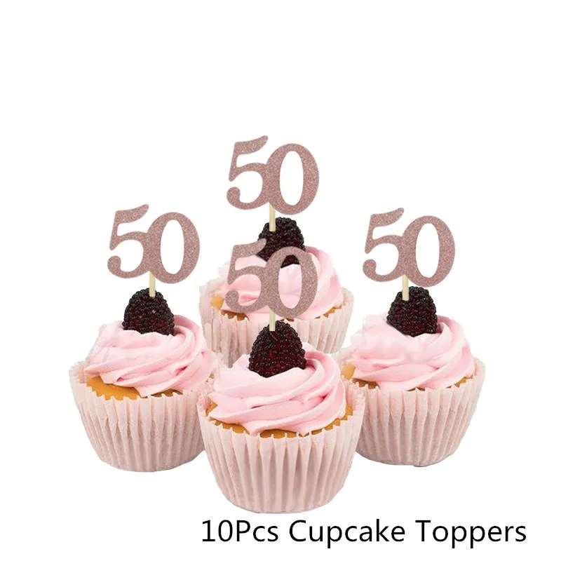 Rosegold 50 Chicinlife розовое золото 30 40 50 60 лет шар кекс Топпер соломинка с днем рождения Юбилей взрослых Декор поставки - Цвет: Rosegold 50