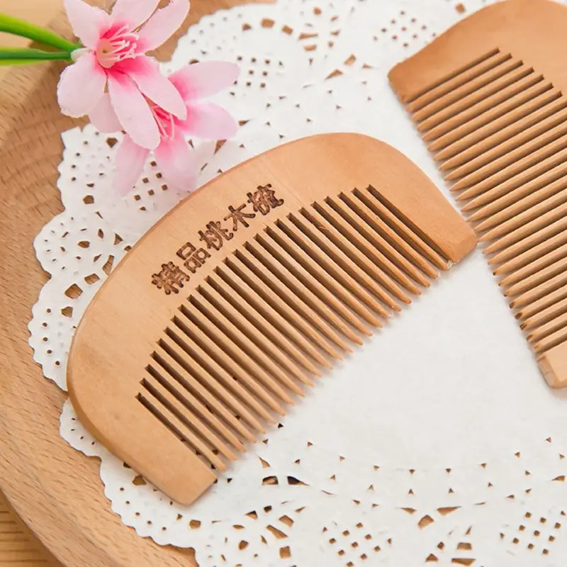 

1Pc 8.7cm Natural Peach Wood Thickened Curved Pocket Hair Comb Massage Anti-Static Fine-Tooth Salon Styling Tool Hairdressing