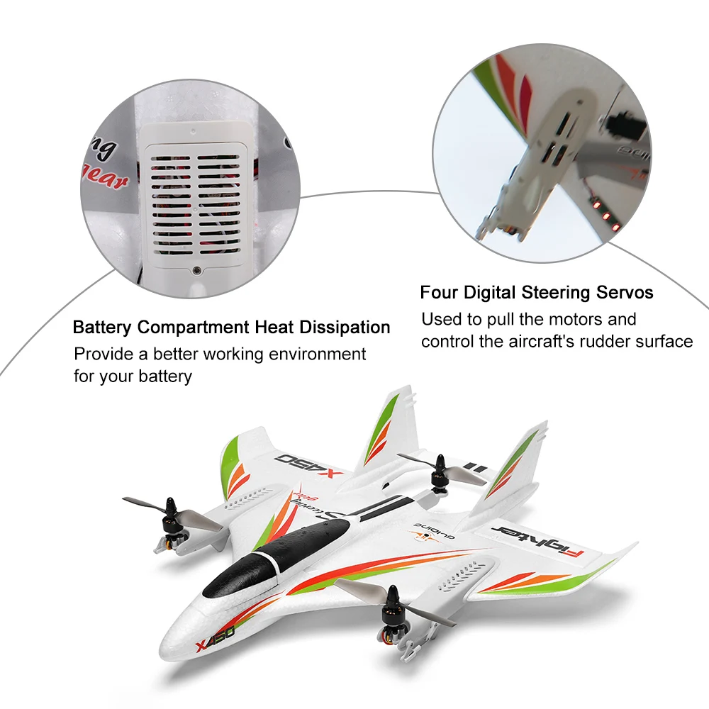 WLtoys XK X450 2 4G 6CH 3D 6G RC самолет бесщеточный вертикальный взлет с светодиодный