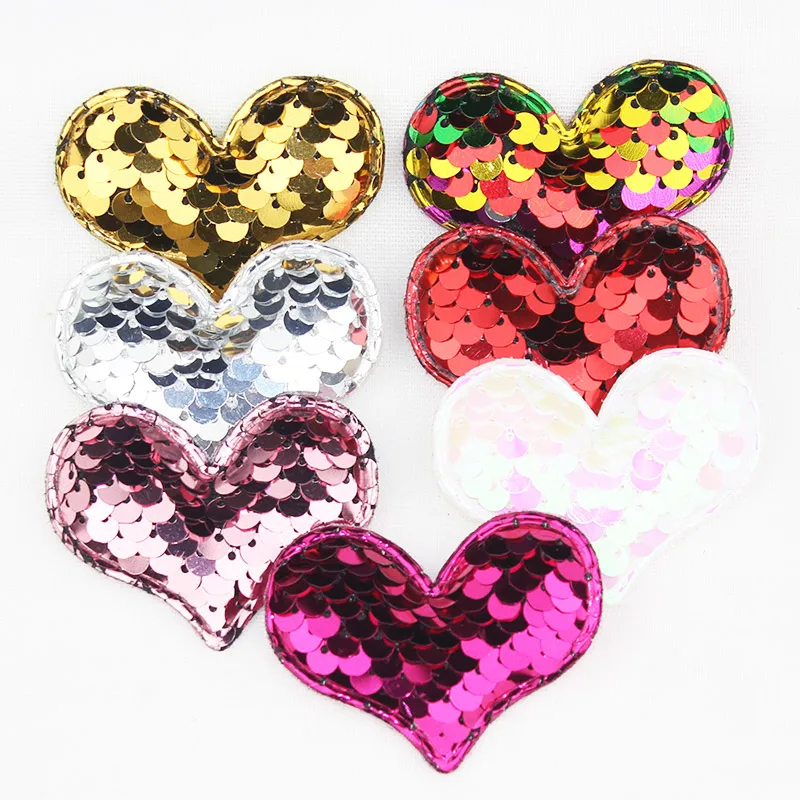 Аппликации с блестками в форме сердца для одежды и сумок 4*5 3 см 28 шт.|Заплатки| |