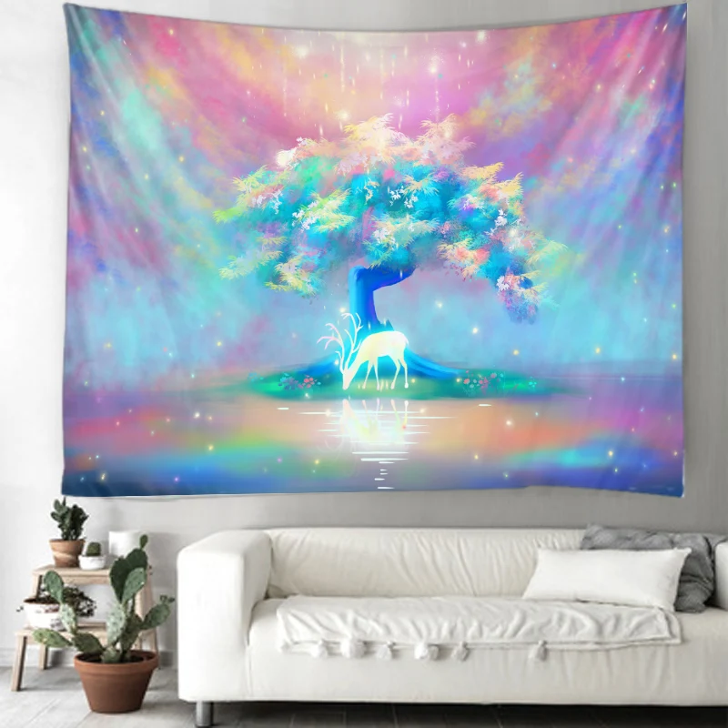 

Nature Forest Tapestry Dream Tree Wall Mounted Tapestry Hippie Mandala Tapiz Landscape Home Decoration Tapestry