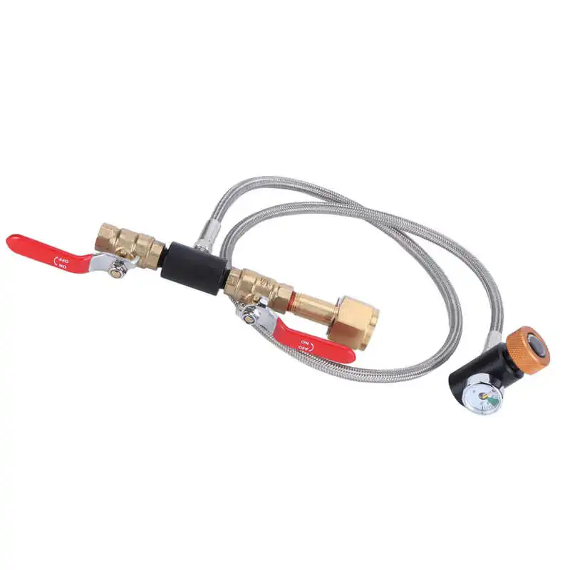 

CO2 Universal External Hose Adapter G5/8-14 36in Dual Valve Soda PTFE Hose with ASA3000psi Gauge
