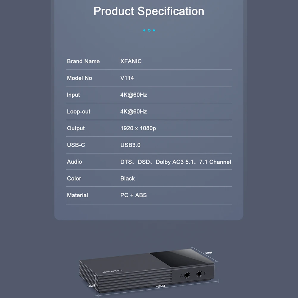 

Xfanic V114 4K HDTV, 2,0 USB Type C