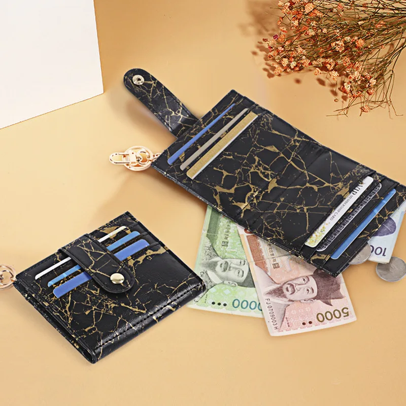 

5-Colour Women Mini Credit Card Holders PU Leather Marble Pattern Short Cion Purse Female Ladies Fashion Ultra-Thin Wallets