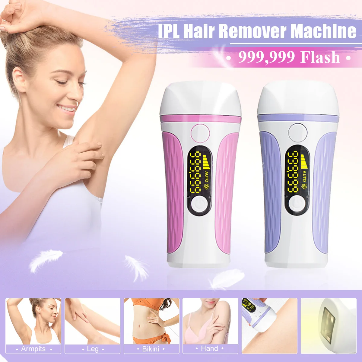 

999 999 flash professional permanent IPL epilator laser hair removal LCD display epilator Bikini painless hair remover machine