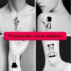 Водостойкая временная татуировка, Женский поцелуй, пистолет, сексуальные наклейки, черные поддельные татуировки, сексуальные