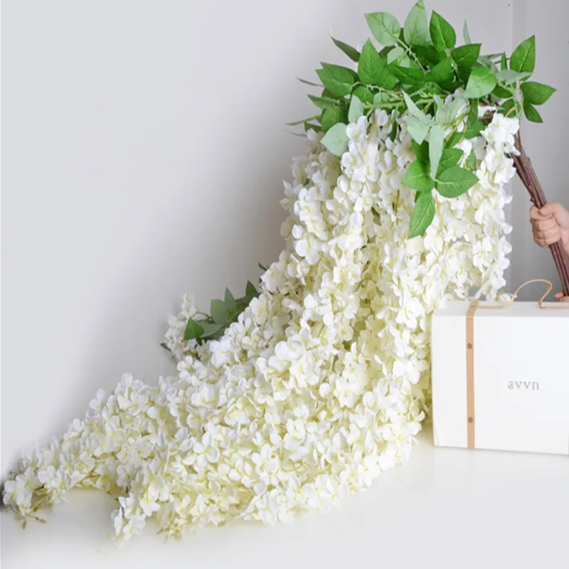 

Free Shipping Upscale Centerpieces for Weddings Silk Flower String Wisteria Vine Bouquet Garland Home Ornament 30 pcs/lot