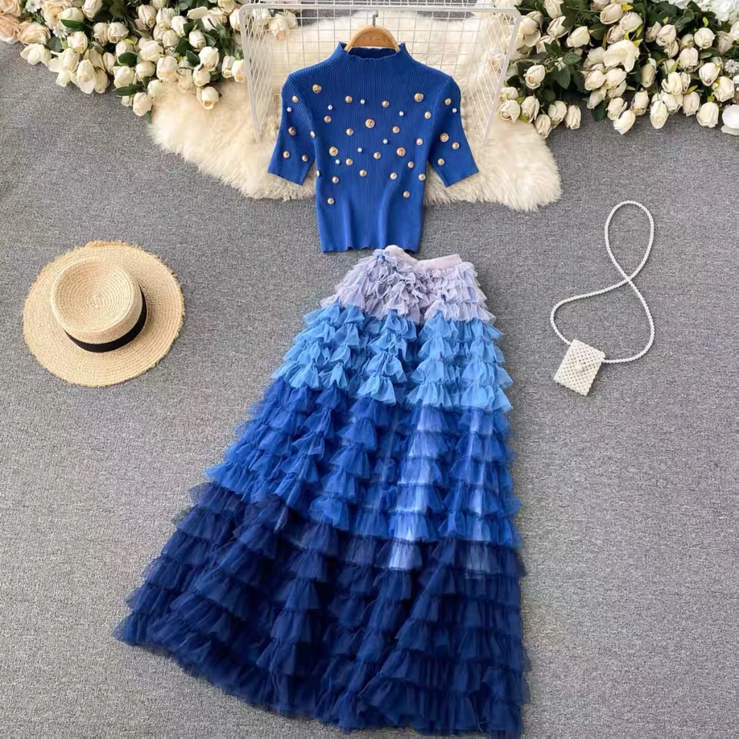 Вечерние костюмы женский комплект одежды из 2 предметов шикарный с бисером