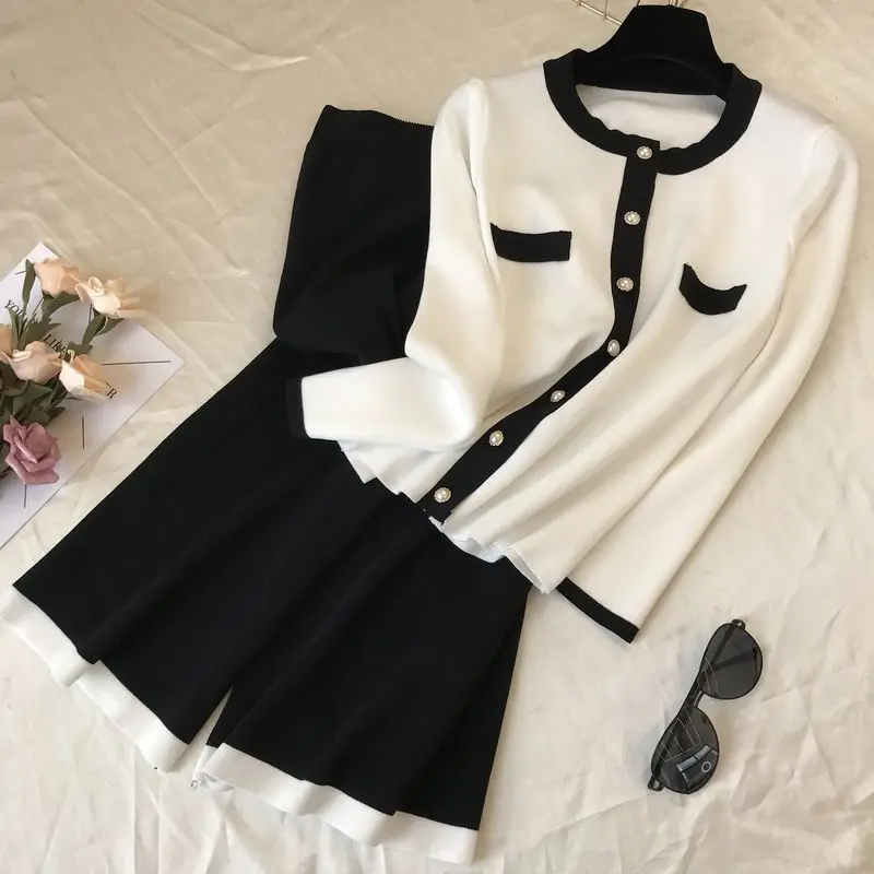 Женские Элегантные комплекты из двух предметов осень-зима однобортный свитер