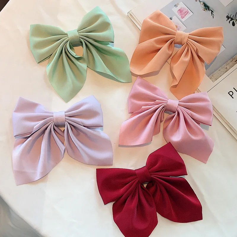 

New Fashion All-match Beautiful Solid Color Fabric Satin Fabric Hairpin Barrettes for Child Girl Women Accessories Headwear