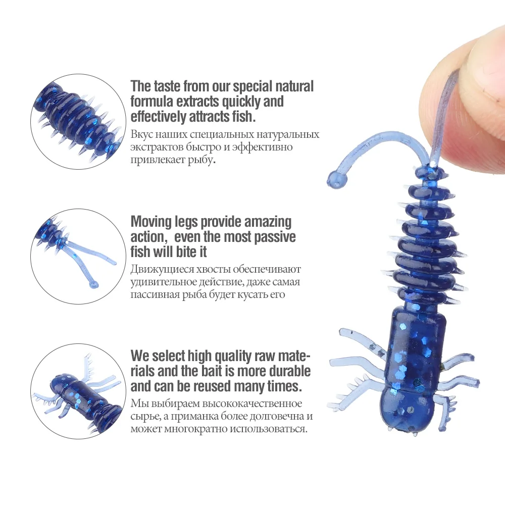 DONQL 20 шт. Мягкая силиконовая приманка для джиггинга личинка рыболовная 45 мм 0 6 г