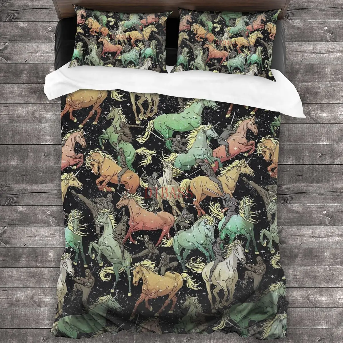 

Ninjas+Unicorns 100%Pure Cotton Comforter Set with 2 Pillowcase,Soft Microfiber Duvet Cover Set, Bedding Sets Bed Set