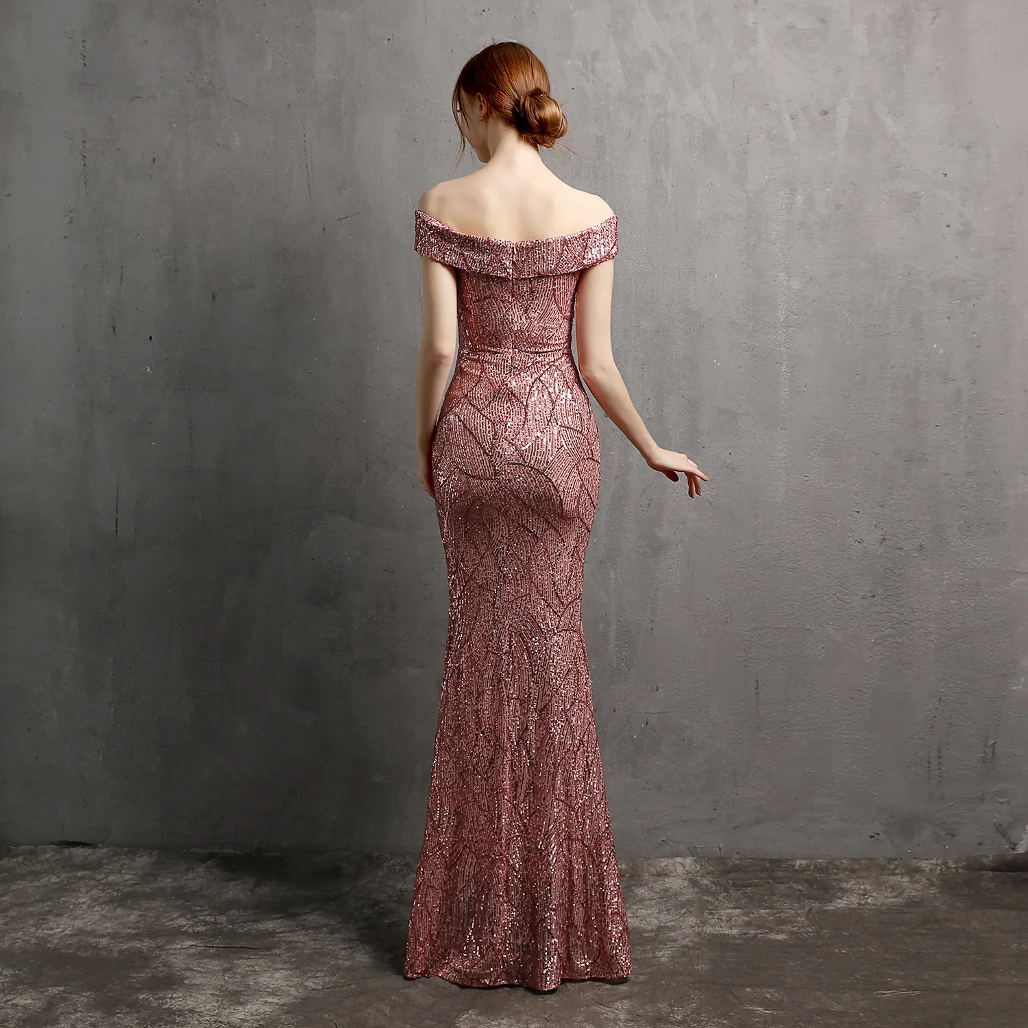 

Sladuo 2021 New Women Off Shoulder Sequins Mermaid Dress Sexy Slit Floor-Length Club Celebrity Evening Runway Party Dressesrty