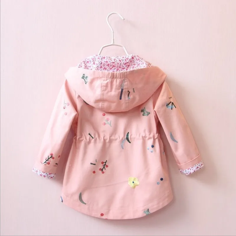 Весенняя ветровка с цветочной вышивкой для маленьких девочек детская одежда