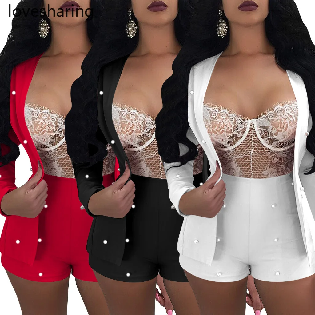 2019 Новинка 3358 экспресс Женская одежда ногтей шорты из бисера костюм двух частей