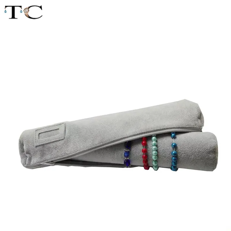 Сумка на молнии для ювелирных изделий серая бархатная коробка хранения часов