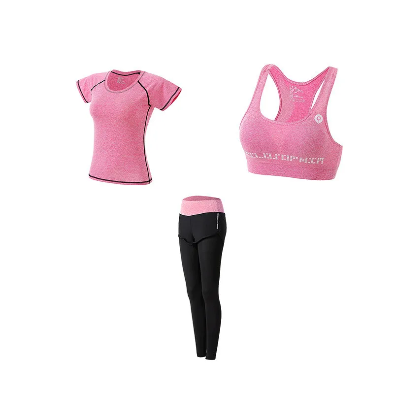 3-pink-A 1 комплект/5 шт., женские комплекты для йоги, для улицы, для бега, йоги, спортивный комбинезон, быстросохнущий, для фитнеса, тренажерного зала, женская одежда для тренировок, спортивный комплект - Цвет: 3-pink-A