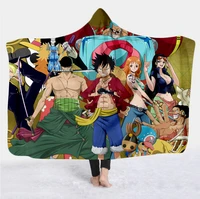 one piece anime 3d printing throw hooded blanket wearable warm fleece bedding office quilts soft adults travel 05