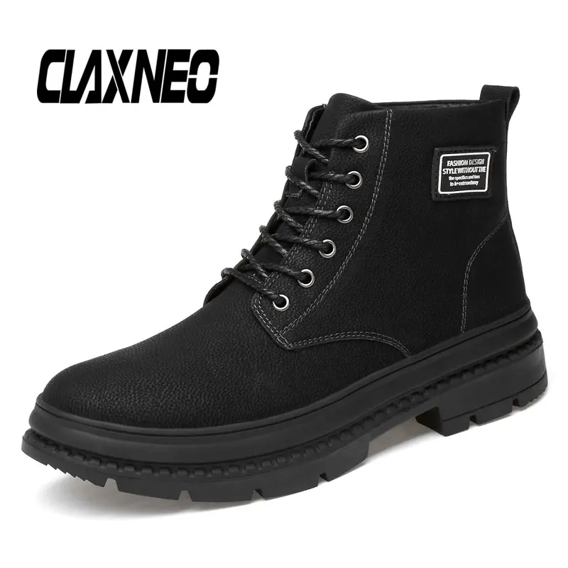 CLAXNEO/мужские ботинки Кожаная обувь с высоким берцем Мужские зимние на меху Теплая