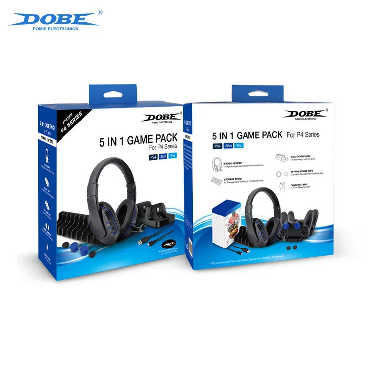 

5 in 1 Set Dual Charge Dock*1 Pro& Base Grip*2 Charging Cable*1 Stereo Headset*1 Storage Stand*1 for PlayStation4 PS4/SLIM/PRO