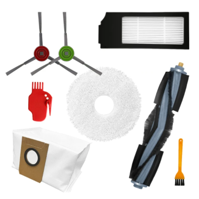 

8PCS For Ecovacs X1 TURBO/OMNI Robot Vacuum Cleaner Parts Replacement Roll Main Brush Side Brushes HEPA Filter Rag